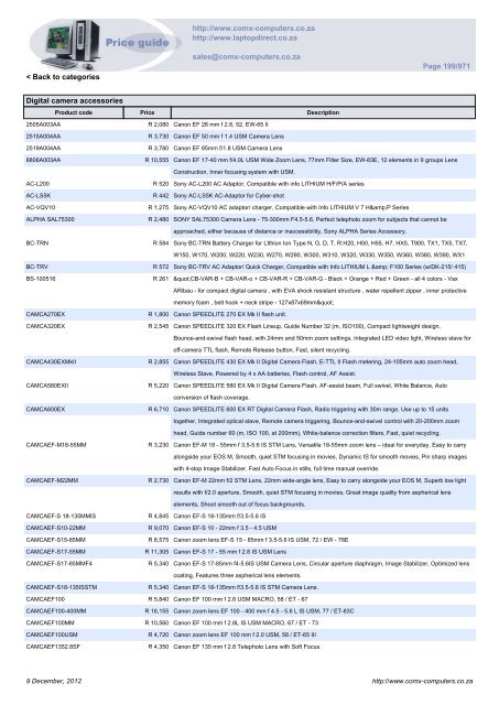 ComX Computers price list