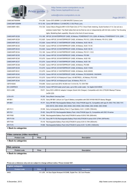 ComX Computers price list