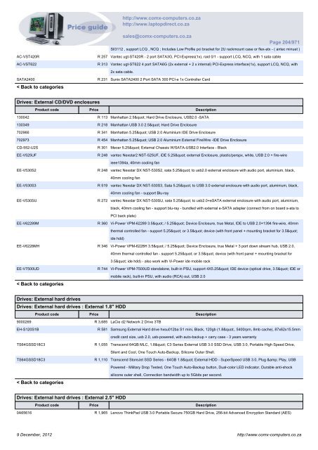 ComX Computers price list