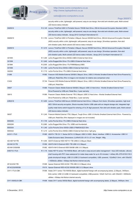 ComX Computers price list