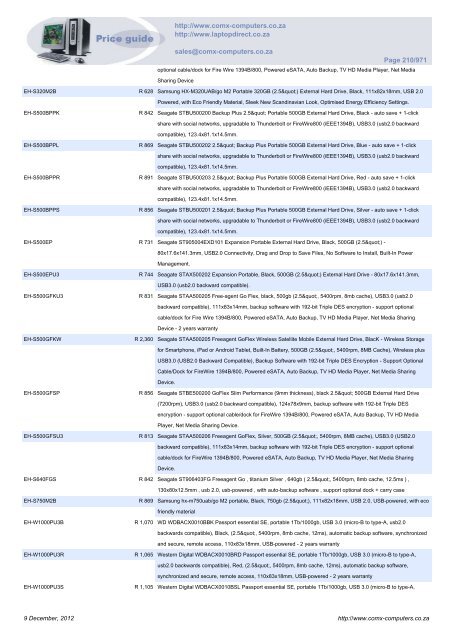 ComX Computers price list