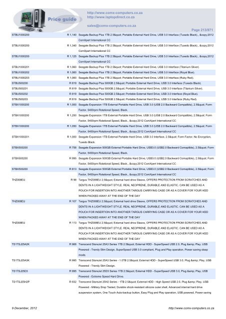 ComX Computers price list