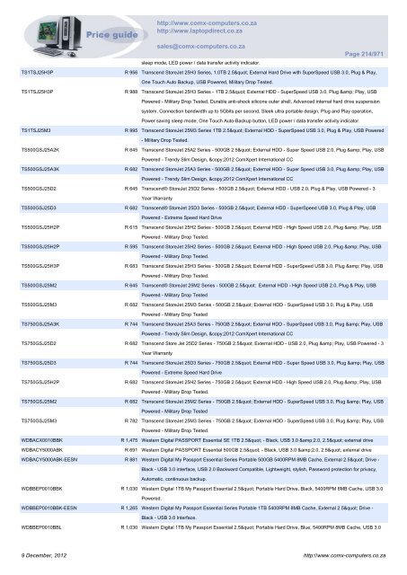 ComX Computers price list