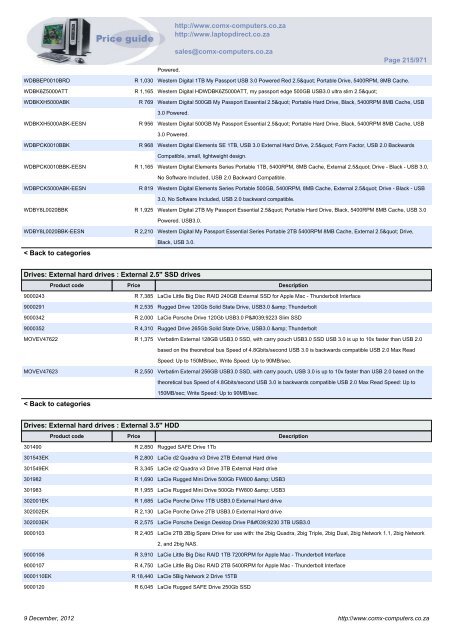 ComX Computers price list