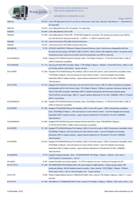 ComX Computers price list