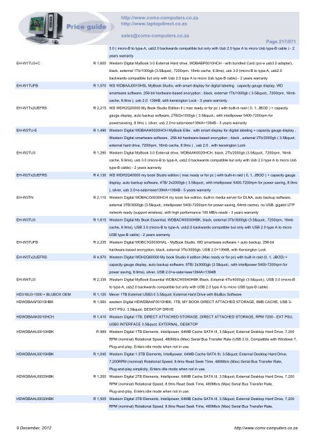 ComX Computers price list