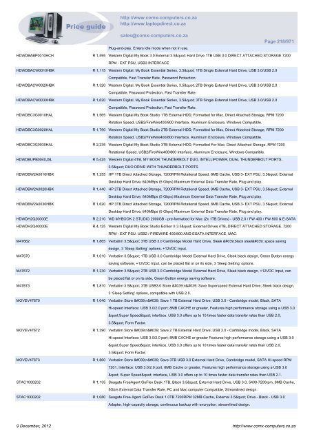 ComX Computers price list