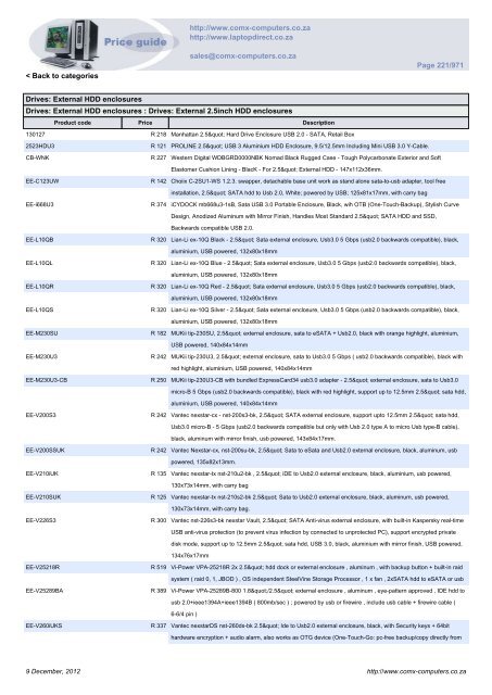 ComX Computers price list