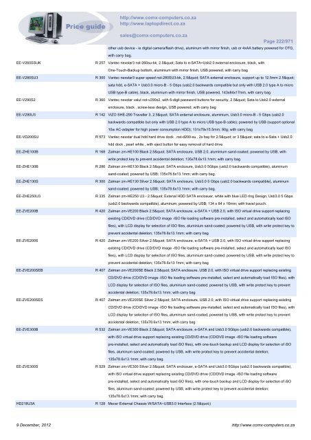 ComX Computers price list