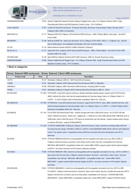 ComX Computers price list