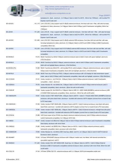 ComX Computers price list