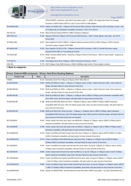 ComX Computers price list