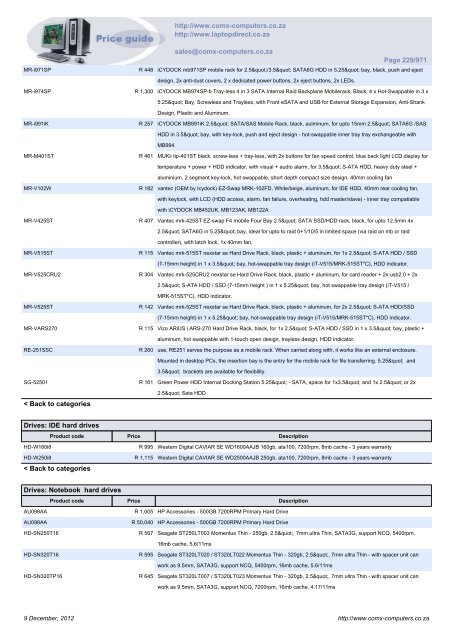 ComX Computers price list