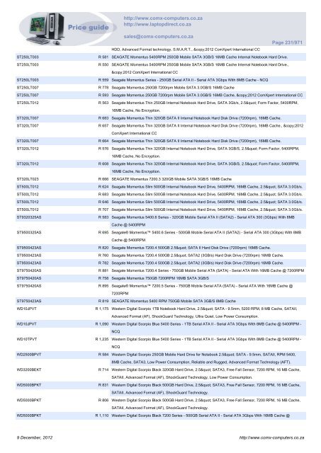 ComX Computers price list