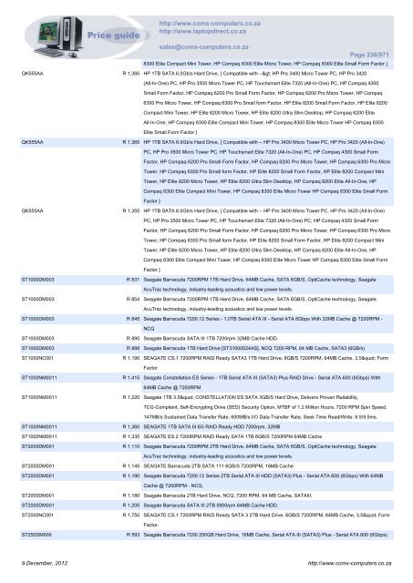 ComX Computers price list