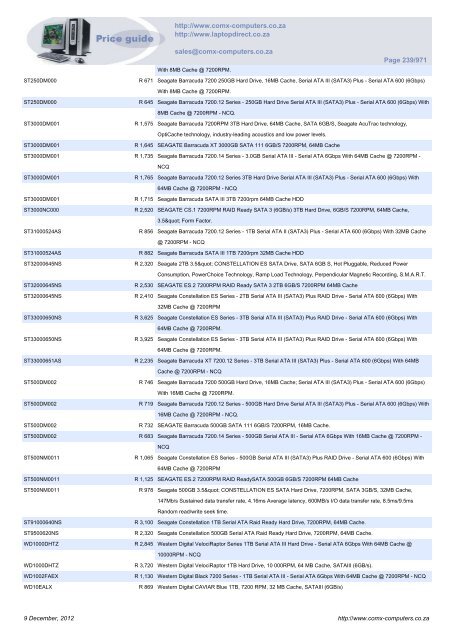 ComX Computers price list