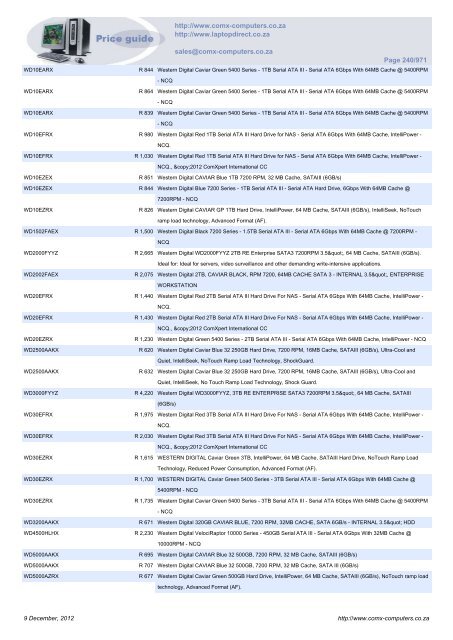 ComX Computers price list