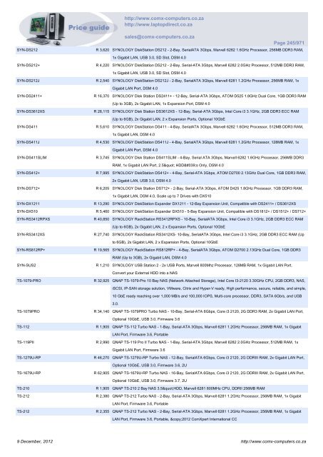 ComX Computers price list