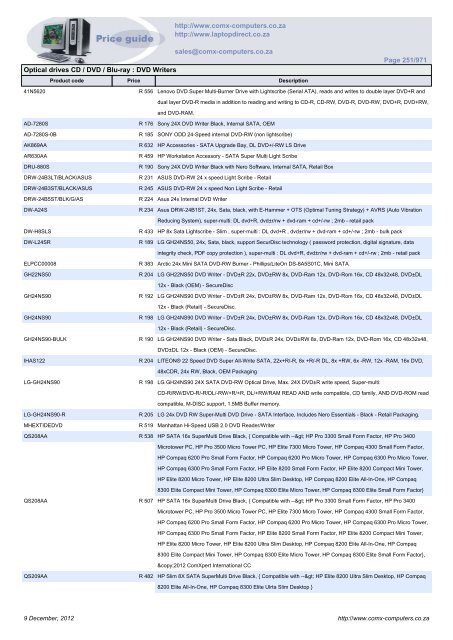 ComX Computers price list