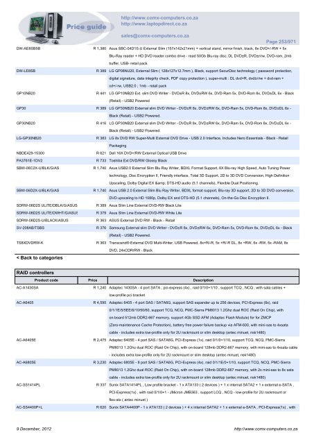 ComX Computers price list