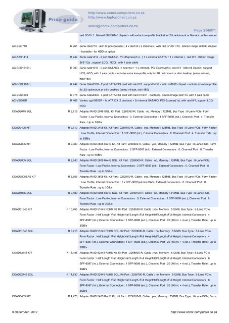 ComX Computers price list