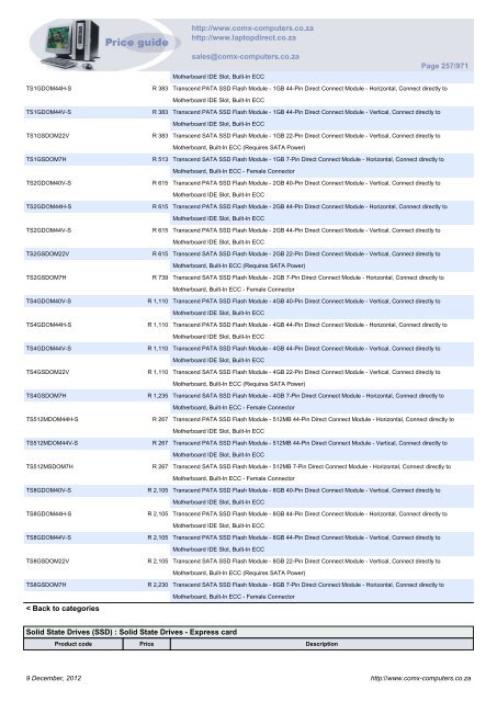 ComX Computers price list