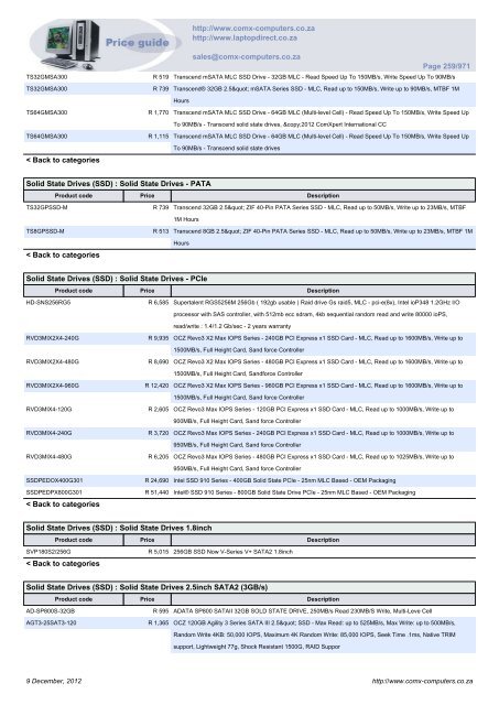 ComX Computers price list