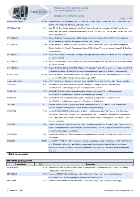 ComX Computers price list