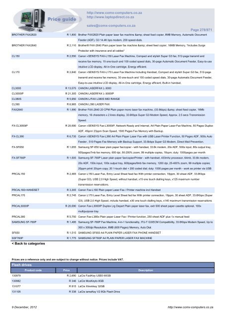 ComX Computers price list