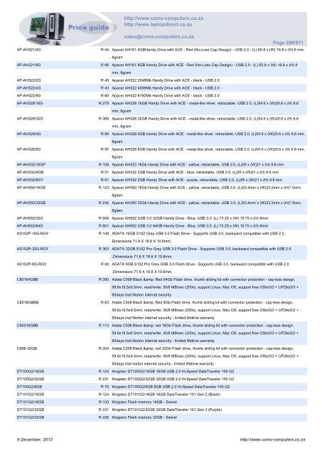 ComX Computers price list