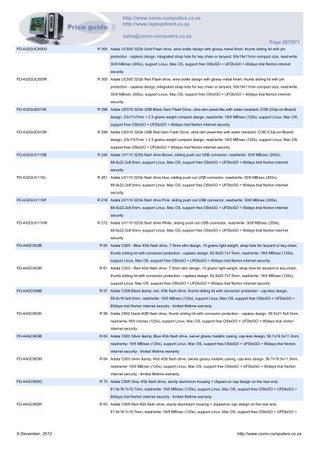 ComX Computers price list