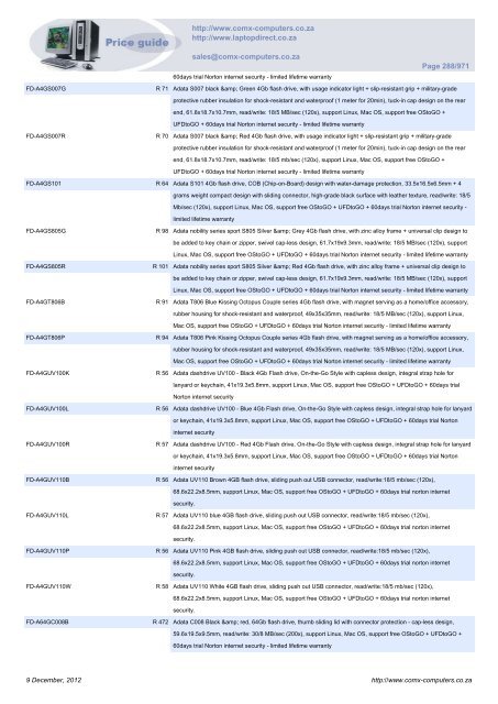 ComX Computers price list