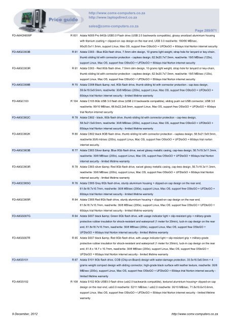 ComX Computers price list