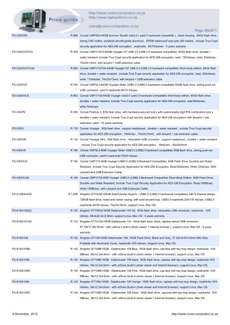 ComX Computers price list