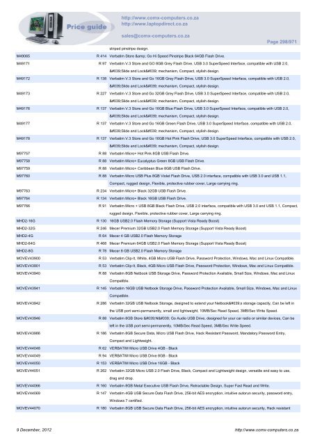 ComX Computers price list