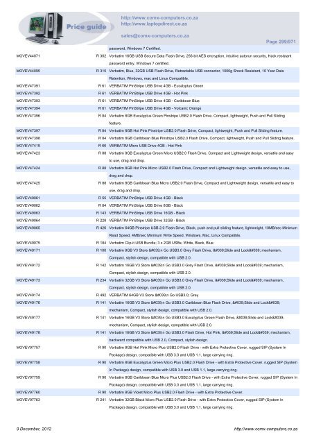 ComX Computers price list