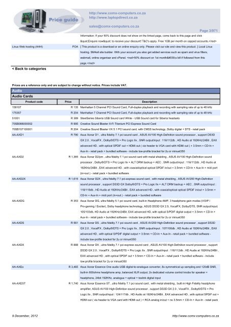 ComX Computers price list