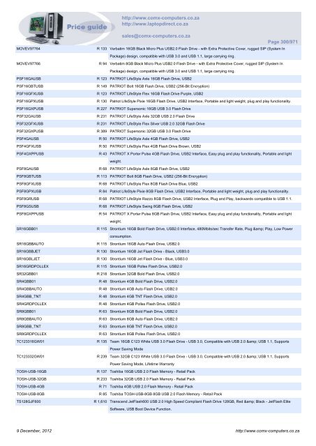 ComX Computers price list