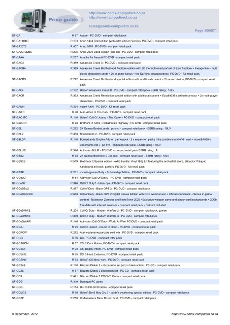 ComX Computers price list