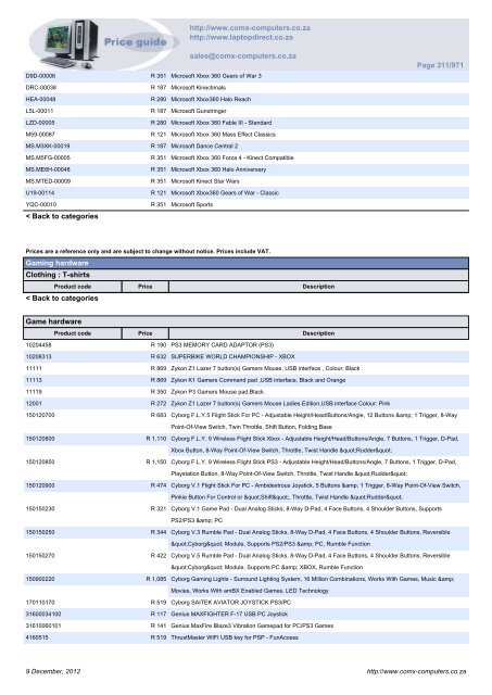 ComX Computers price list