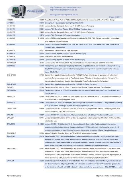 ComX Computers price list