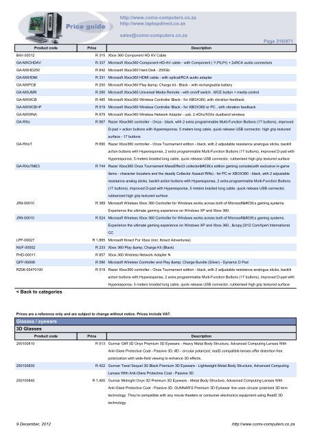 ComX Computers price list