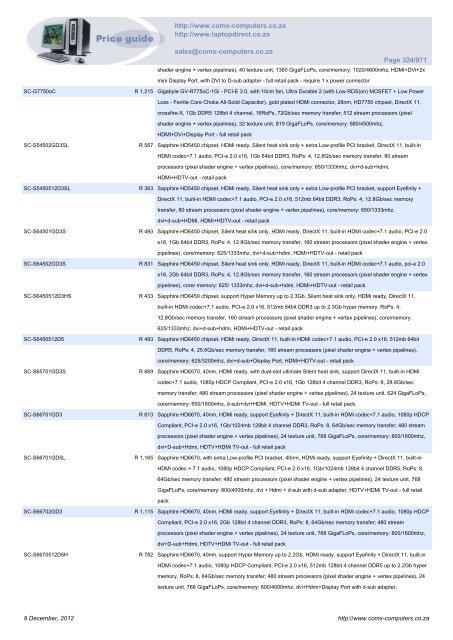 ComX Computers price list