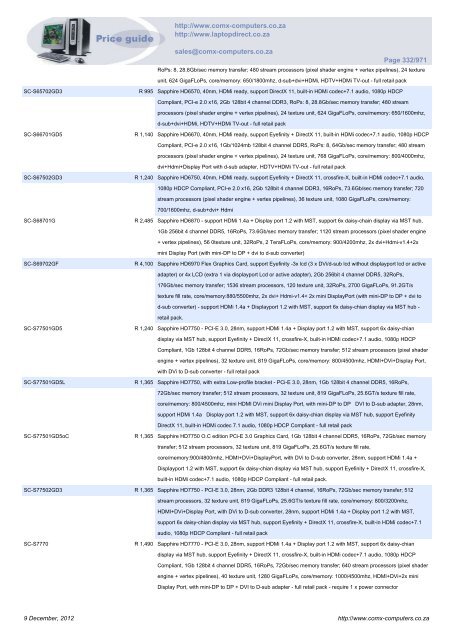 ComX Computers price list