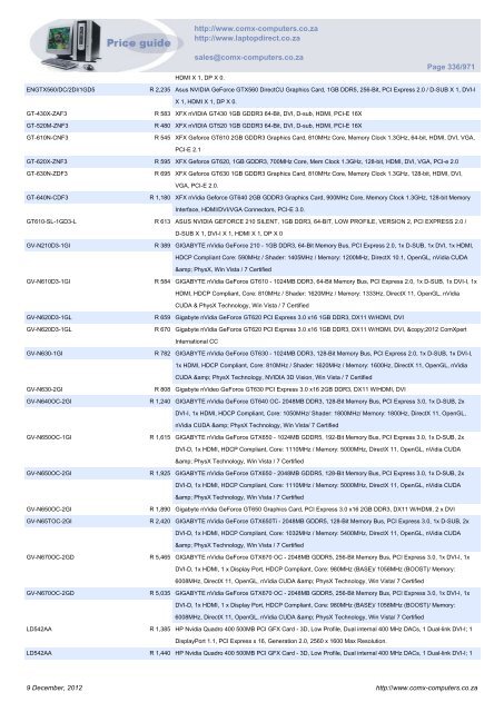 ComX Computers price list