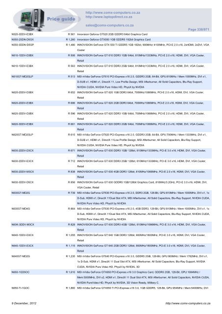 ComX Computers price list