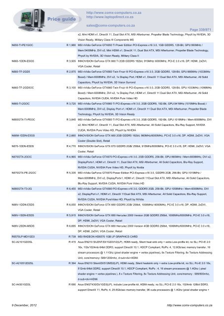 ComX Computers price list