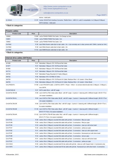 ComX Computers price list