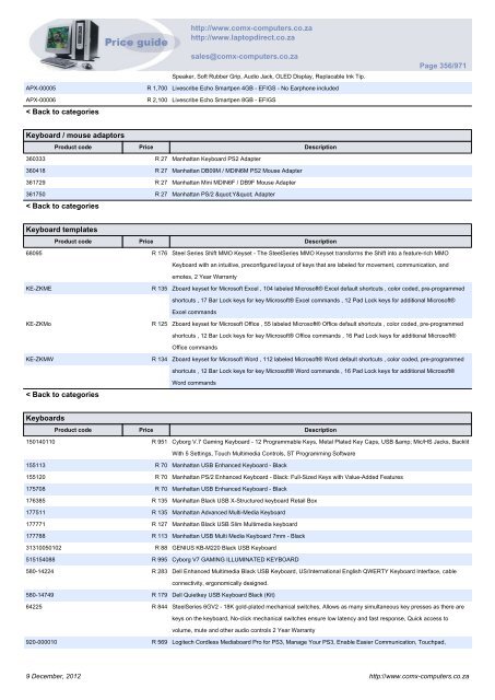 ComX Computers price list