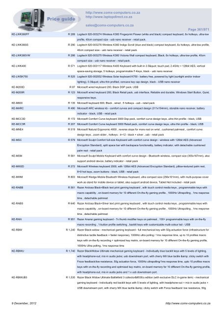 ComX Computers price list